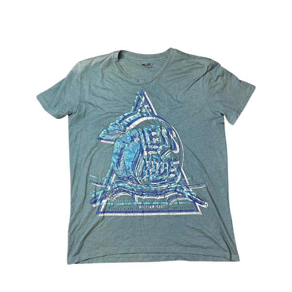 William Rast Men’s T-Shirt Teal Let’s Ride Graphic Size Medium